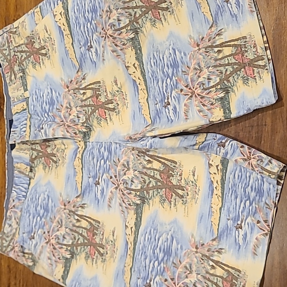 Tommy Hilfiger Chino Shorts Mens 38 Blue All Over Print Beach Palm Hawaiian - Picture 4 of 7